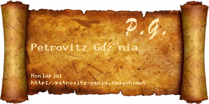 Petrovitz Génia névjegykártya